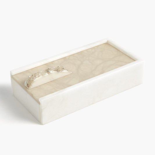 Alabaster Rectangle Box w/Rock Finial